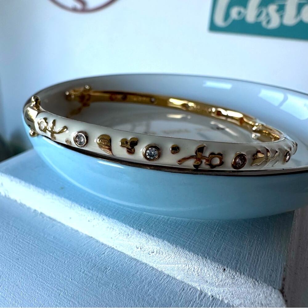 LAUREN G ADAMS - Stackable Desire hinged BANGLE bracelet, cream and gold - Picture 9 of 9